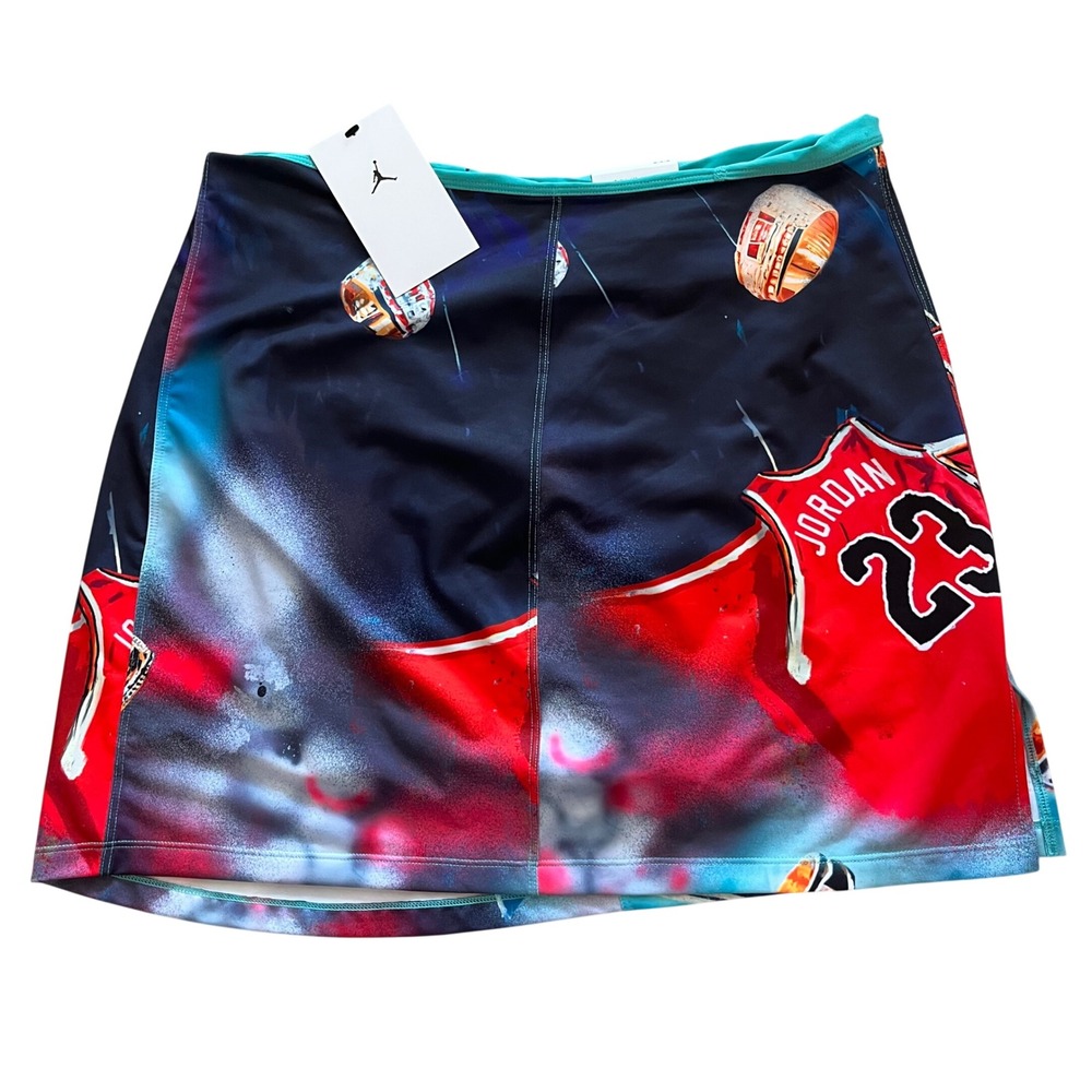 Jordan Womens Sport Skirt Multicolor Graphic Jersey‎ Rings HJ0073-100 Medium NEW